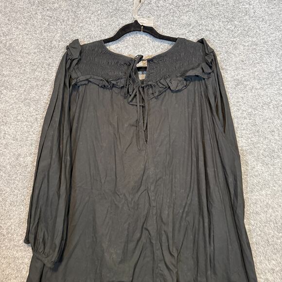 H&M Dress Womens 2XL Black Ruffle Cottage Core Goth Mini Stretch Balloon Sleeve - Picture 5 of 13